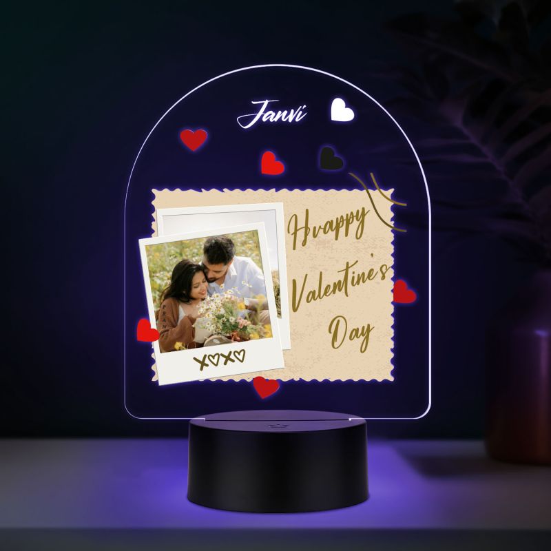 Personalized Happy Valentines Day LED Night Lamp with Automatic Color Changing Light Valentines Day Gift for Boyfriend, Girlfriend, Husband Wife